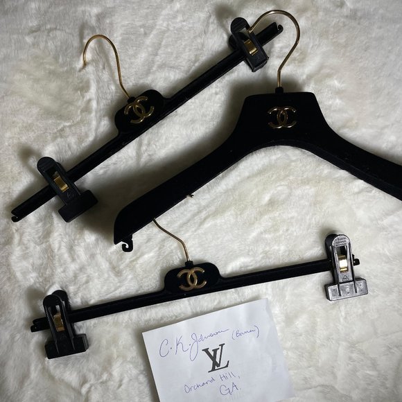 CHANEL Other - Chanel Authentic Black Felt Hangers Gold Hardware